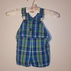 Oshkosh B'gosh plaid overall shorts, 6-9 mths